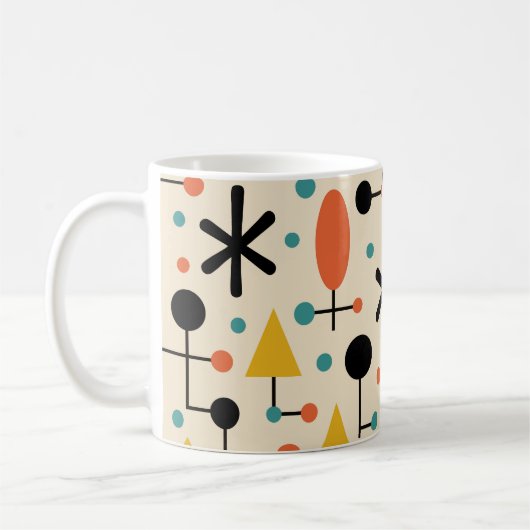 Mid Century Modern Starburst Pattern コーヒーマグカップ (左)