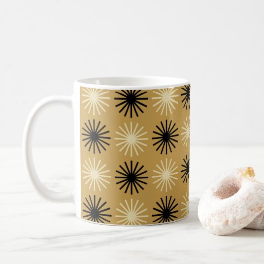 Mid Century Modern Starburst Pattern コーヒーマグカップ (ドーナツ)