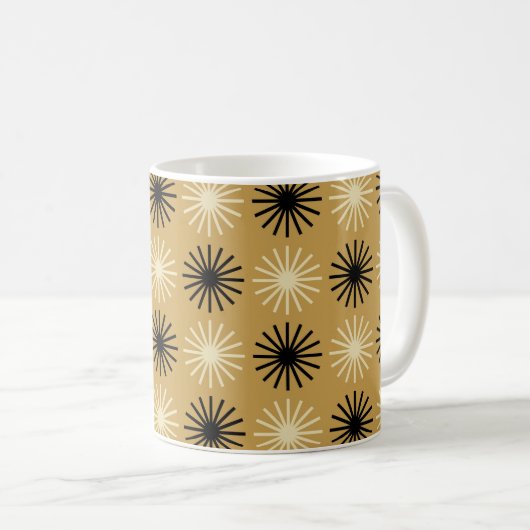 Mid Century Modern Starburst Pattern コーヒーマグカップ (正面右)
