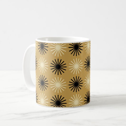 Mid Century Modern Starburst Pattern コーヒーマグカップ (正面左)