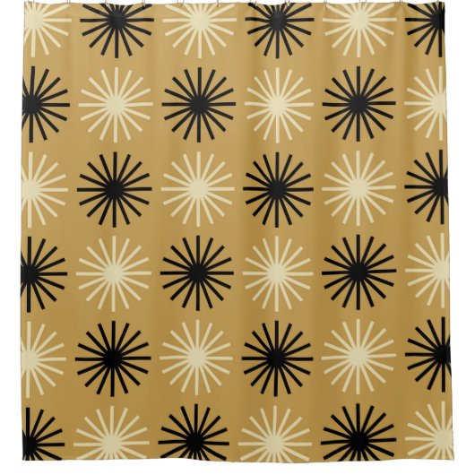 Mid Century Modern Starburst Pattern シャワーカーテン (正面)