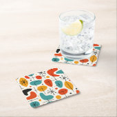 Mid Century Modern Starburst Pattern スクエアペーパーコースター (インサイチュ)