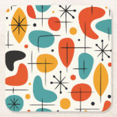 Mid Century Modern Starburst Pattern スクエアペーパーコースター (正面)