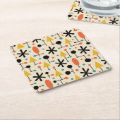 Mid Century Modern Starburst Pattern スクエアペーパーコースター (アングル)