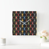 Mid Century Modern Starburst Pattern スクエア壁時計 (ホーム)