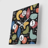 Mid Century Modern Starburst Pattern スクエア壁時計 (傾斜)
