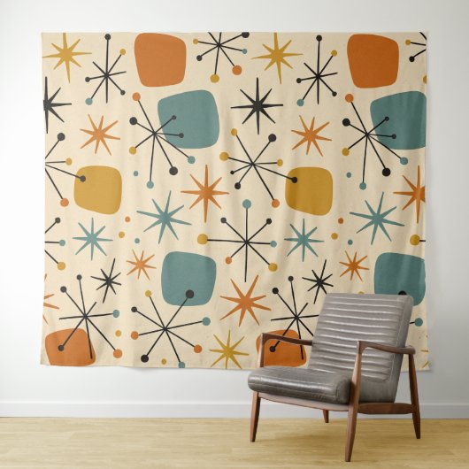 Mid Century Modern Starburst Pattern タペストリー (インサイチュ(横))