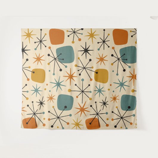 Mid Century Modern Starburst Pattern タペストリー (正面(横))