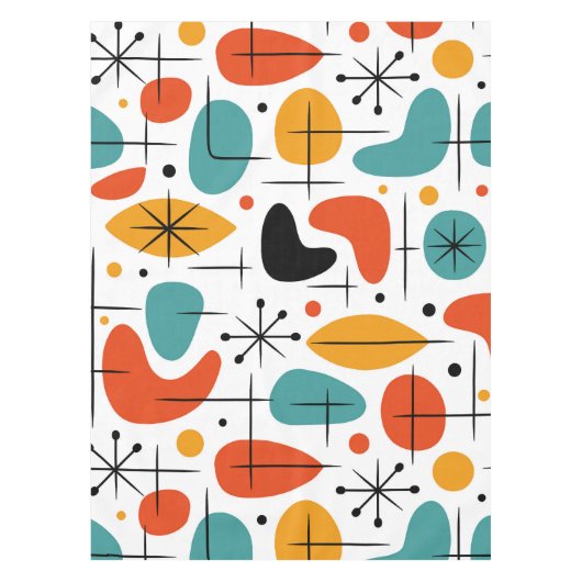Mid Century Modern Starburst Pattern テーブルクロス (正面)