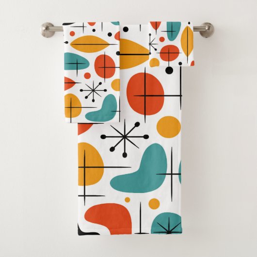 Mid Century Modern Starburst Pattern バスタオルセット (インサイチュ)