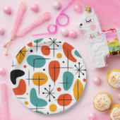 Mid Century Modern Starburst Pattern ペーパープレート (パーティー)