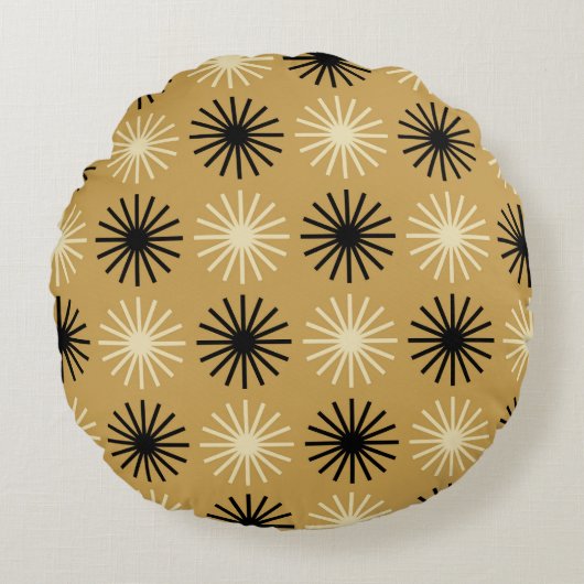 Mid Century Modern Starburst Pattern ラウンドクッション (正面)