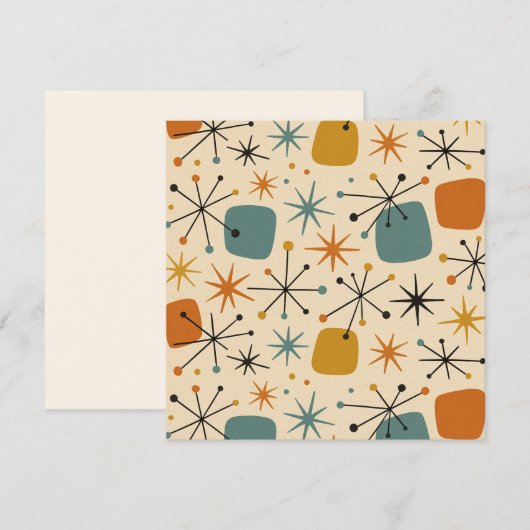 Mid Century Modern Starburst Pattern 招待状 (正面/裏面)