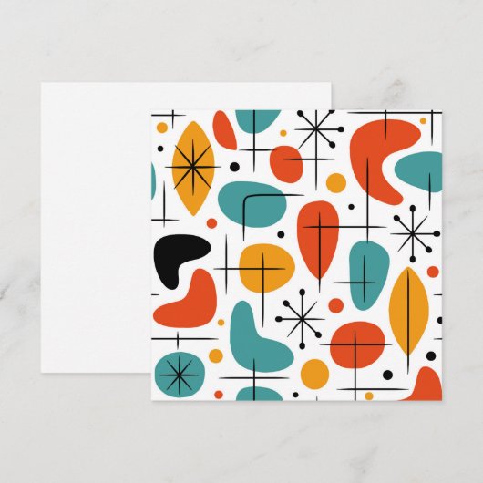 Mid Century Modern Starburst Pattern 招待状 (正面/裏面)