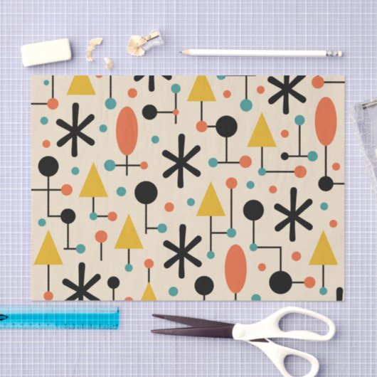 Mid Century Modern Starburst Pattern 薄葉紙 (クラフト)