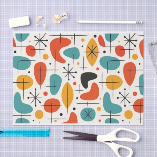 Mid Century Modern Starburst Pattern 薄葉紙 (クラフト)