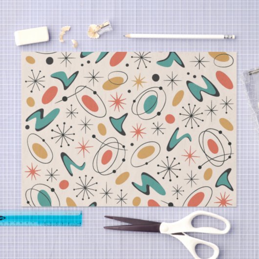 Mid Century Modern Starburst Pattern 薄葉紙 (クラフト)