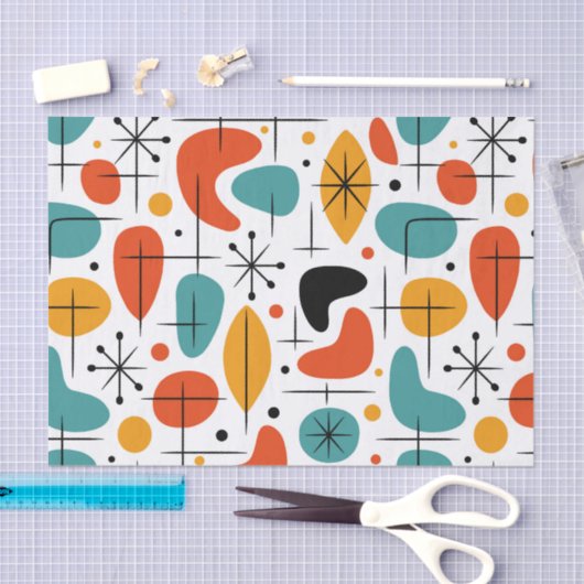 Mid Century Modern Starburst Pattern 薄葉紙 (クラフト)
