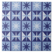Mid Century Modern Starburst Pattern in Blues タイル (正面)