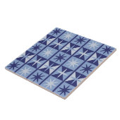 Mid Century Modern Starburst Pattern in Blues タイル (側面)