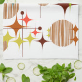 Mid Century Modern Starbursts and Globes キッチンタオル (折り畳み)