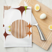 Mid Century Modern Starbursts and Globes キッチンタオル (四つ折り)