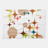 Mid Century Modern Starbursts and Globes キッチンタオル (横)