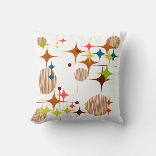 Mid Century Modern Starbursts and Globes クッション (正面)