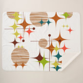 Mid Century Modern Starbursts and Globes シェルパブランケット (正面(横))