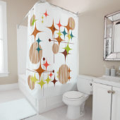 Mid Century Modern Starbursts and Globes シャワーカーテン (インサイチュ)