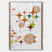Mid Century Modern Starbursts and Globes スローブランケット (正面縦)