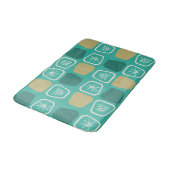 Mid Century Modern Stretched Squares Turquoise バスマット (アングル)