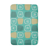 Mid Century Modern Stretched Squares Turquoise バスマット (正面縦)