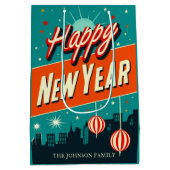 Mid Century Modern Style Happy New Year ミディアムペーパーバッグ (裏面)