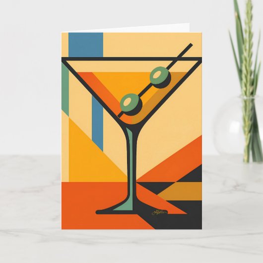 Mid Century Modern Sunrise Bauhaus Martini カード (正面)