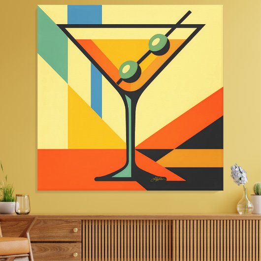 Mid Century Modern Sunrise Bauhaus Martini キャンバスプリント (インサイチュ (リビング))