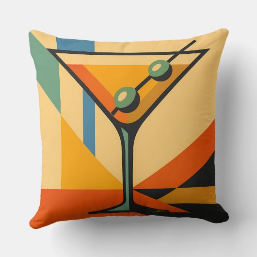 Mid Century Modern Sunrise Bauhaus Martini クッション (裏面)