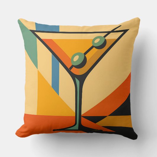 Mid Century Modern Sunrise Bauhaus Martini クッション (正面)
