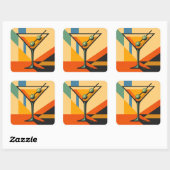 Mid Century Modern Sunrise Bauhaus Martini スクエアシール (シート)