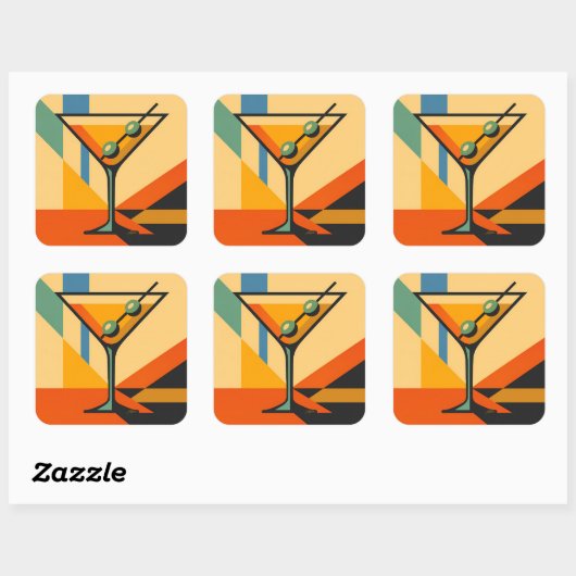 Mid Century Modern Sunrise Bauhaus Martini スクエアシール (シート)