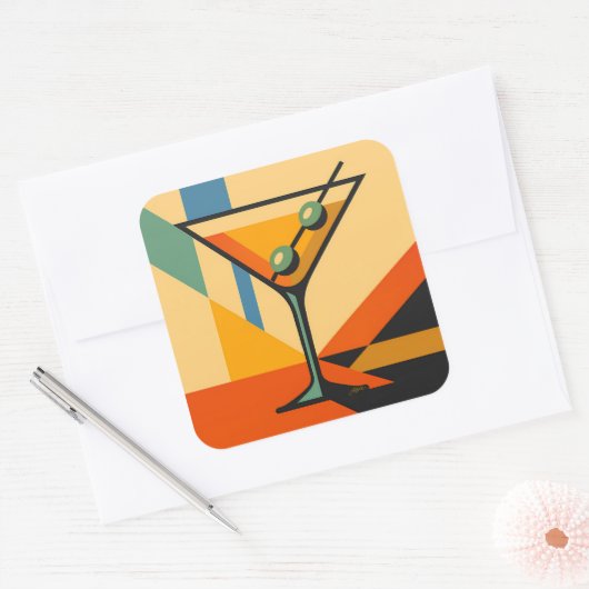 Mid Century Modern Sunrise Bauhaus Martini スクエアシール (封筒)