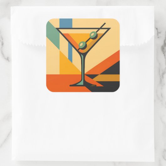 Mid Century Modern Sunrise Bauhaus Martini スクエアシール (バッグ)
