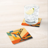 Mid Century Modern Sunrise Bauhaus Martini スクエアペーパーコースター (インサイチュ)