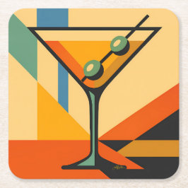 Mid Century Modern Sunrise Bauhaus Martini スクエアペーパーコースター