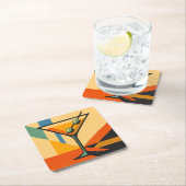 Mid Century Modern Sunrise Bauhaus Martini スクエアペーパーコースター (インサイチュ)