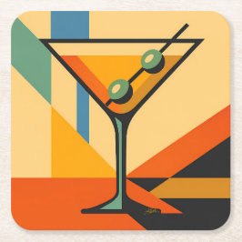 Mid Century Modern Sunrise Bauhaus Martini スクエアペーパーコースター