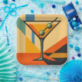 Mid Century Modern Sunrise Bauhaus Martini ペーパープレート (パーティー)