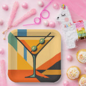 Mid Century Modern Sunrise Bauhaus Martini ペーパープレート (パーティー)