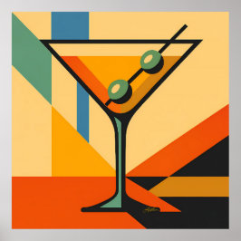 Mid Century Modern Sunrise Bauhaus Martini ポスター