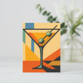 Mid Century Modern Sunrise Bauhaus Martini ポストカード (スタンド正面)